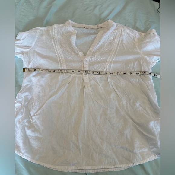 Tantrums Women White Tunic Gauze embroidery. Cottagecore Peasant Blouse - Picture 3 of 9